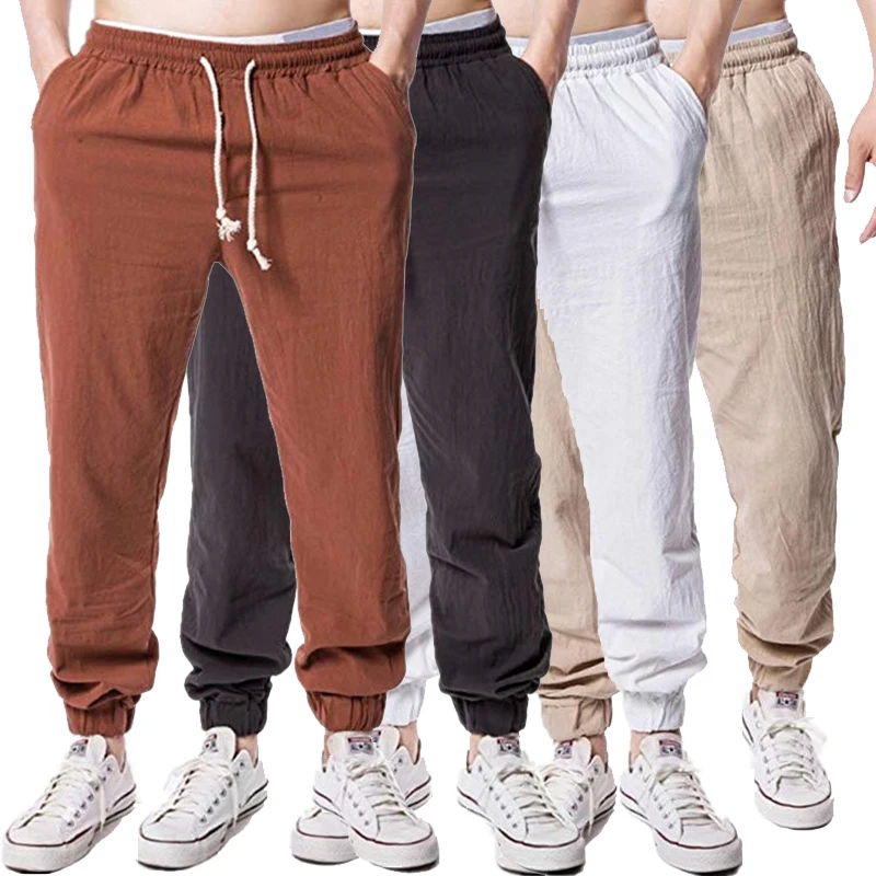 2020 Spring Summer Men's linen Trousers Thin Breathable Loose Slacks Pants for Male Ultra-thin Small Feet Trousers Casual pants 2020 Spring Summer Men's linen Trousers Thin Breathable Loose Slacks Pants for Male Ultra-thin Small Feet Trousers Casual pants
