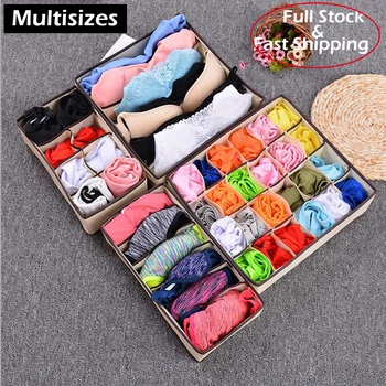 

2020 New Multi-size Foldable Storage Box Bra Underwear Organizer Non-woven Fabric Wardrobe Organizer For Underwear Socks