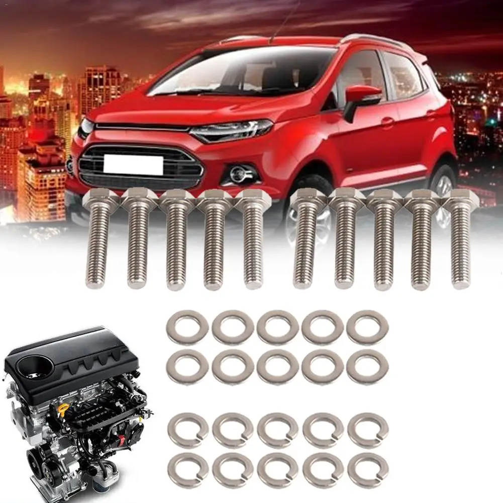 Silver Выхлопные коллекторы из нержавеющей стали для FORD 6,8 л V10 болты из нержавеющей выхлопной коллектор подходят для любого автомобиля V10 аксессуары - Цвет: Silver