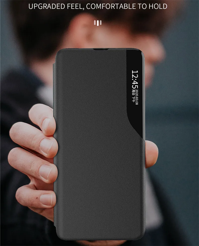 For Samsung Galaxy M52 5G Case Smart Window View Magnetic PU Leather Flip Cover for Galaxy M52 Book Stand Coque Shockproof Funda silicone cover with s pen