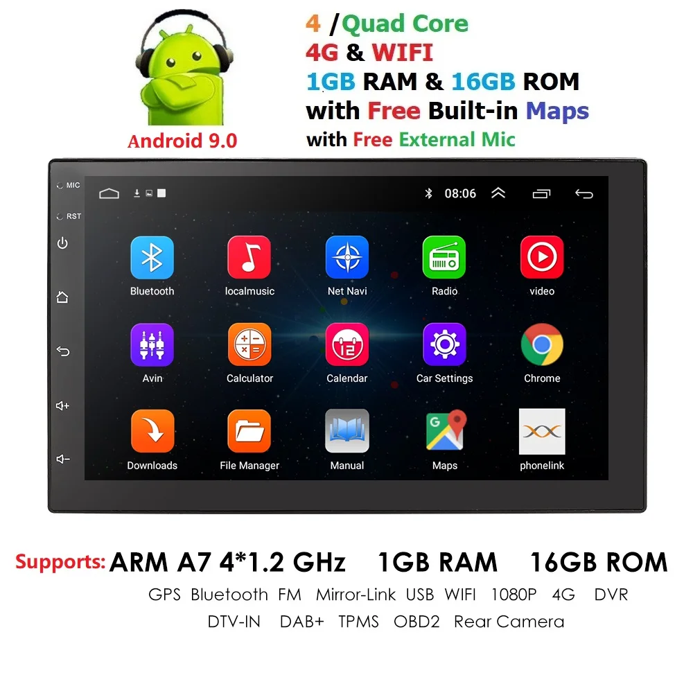 

Android 9.0 2 Din Car radio Multimedia Video Player Universal auto Stereo GPS MAP For Volkswagen Nissan Hyundai Kia toyata CR-V