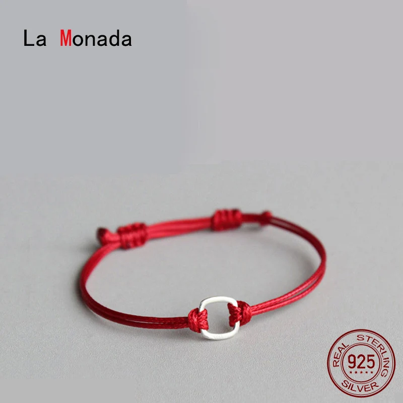 La Monada 925 пробы Серебряный браслет для мужчин и женщин веревочная нить серебряный