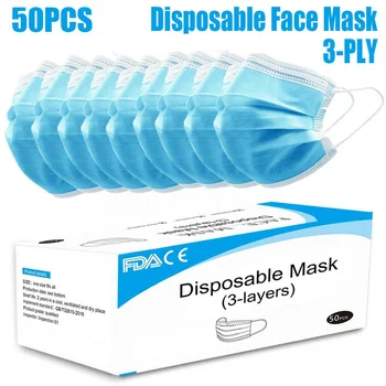 

50pcs/100pcs Anti-dust Safe Breathable Mouth Mask Disposable Ear loop Face Masks 3-Ply For Protection Personal Health