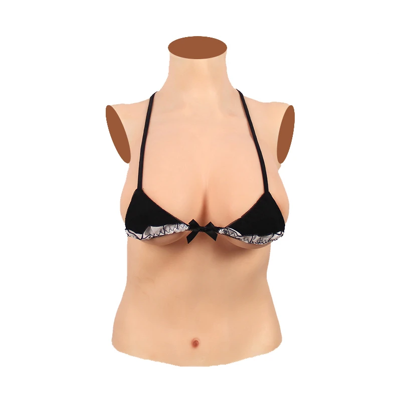  High Collar Realistic Silicone Breast Forms Half