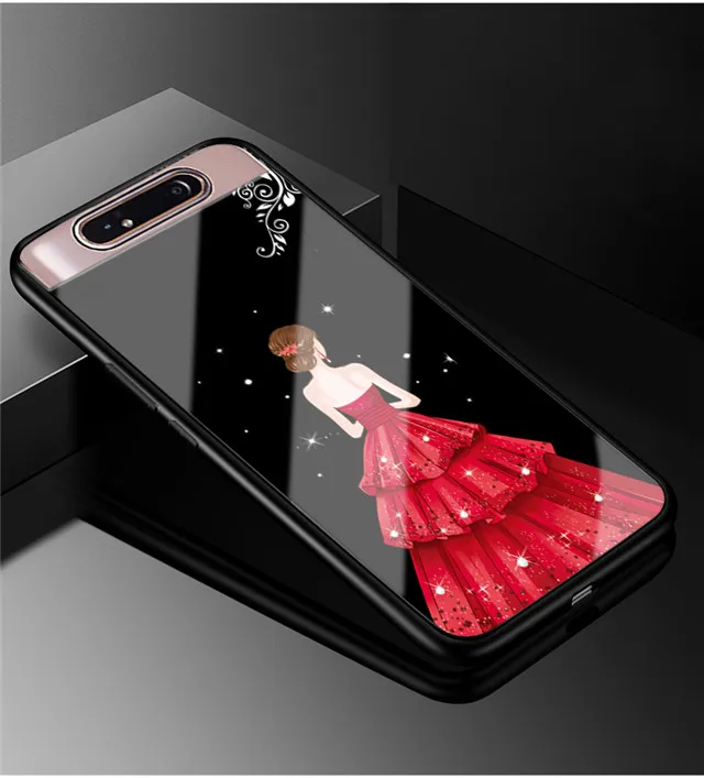 Для samsung Galaxy A80 чехол 6,7 ''закаленное стекло твердая задняя крышка для samsung Galaxy A90 A 80 мягкий чехол для телефона бампер - Цвет: 42