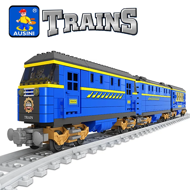 

AUSINI25002 Building Blocks Technic Trains Rail Tracks Locomotive Legoingly Modle Kits Bricks Toys for Children Christmas Gifts