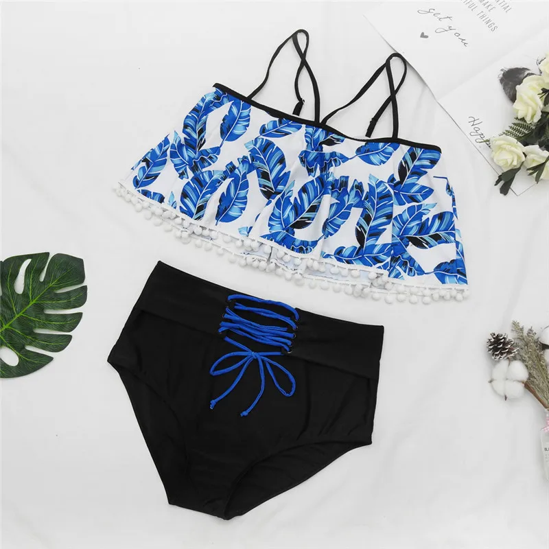 Red High Waisted Bikini Plus Size Swimwear Women Tankini Sets 2020 Brazilian Ruffle for Big Woman Vintage Print Female S- 5xl Red High Waisted Bikini Plus Size Swimwear Women Tankini Sets 2020 Brazilian Ruffle for Big Woman Vintage Print Female S- 5xl