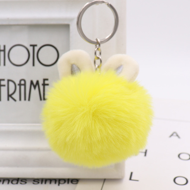 Fur Pom Pom Keychain Fake Rabbit Hair Ball Keychain Porte Clef Pompom De Fourrure Fluffy Bag Charms Bunny Keychain Keyring
