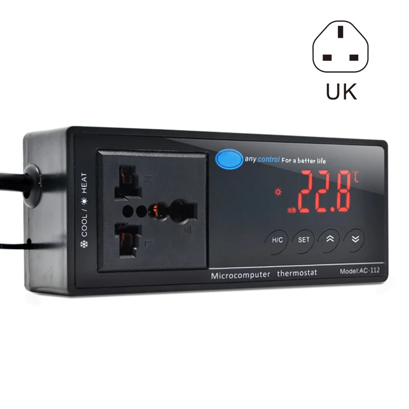 Цифровой светодиодный термостат для аквариумная рептилия AC-112 J99Store - Цвет: UK Plug