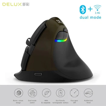 

Delux M618 Mini Bluetooth Wireless Mouse 4.0+2.4GHz Dual mode Ergonomic Rechargeable Silent click Vertical Mice For Computer