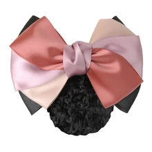 

Satin Bow Barrette Lace Lady Hair Clip Cover Net Big Bowknot Bun Snood Women Floral Tulle Hairband Headdress Diy Hair Accessory