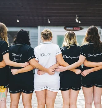 

Personalized Bridesmaid Pajama Pants Short Set PJ Sets Bride Soft Silk Pajamas Maid of Honor Bridal Party PJs Wedding Robe Cloth