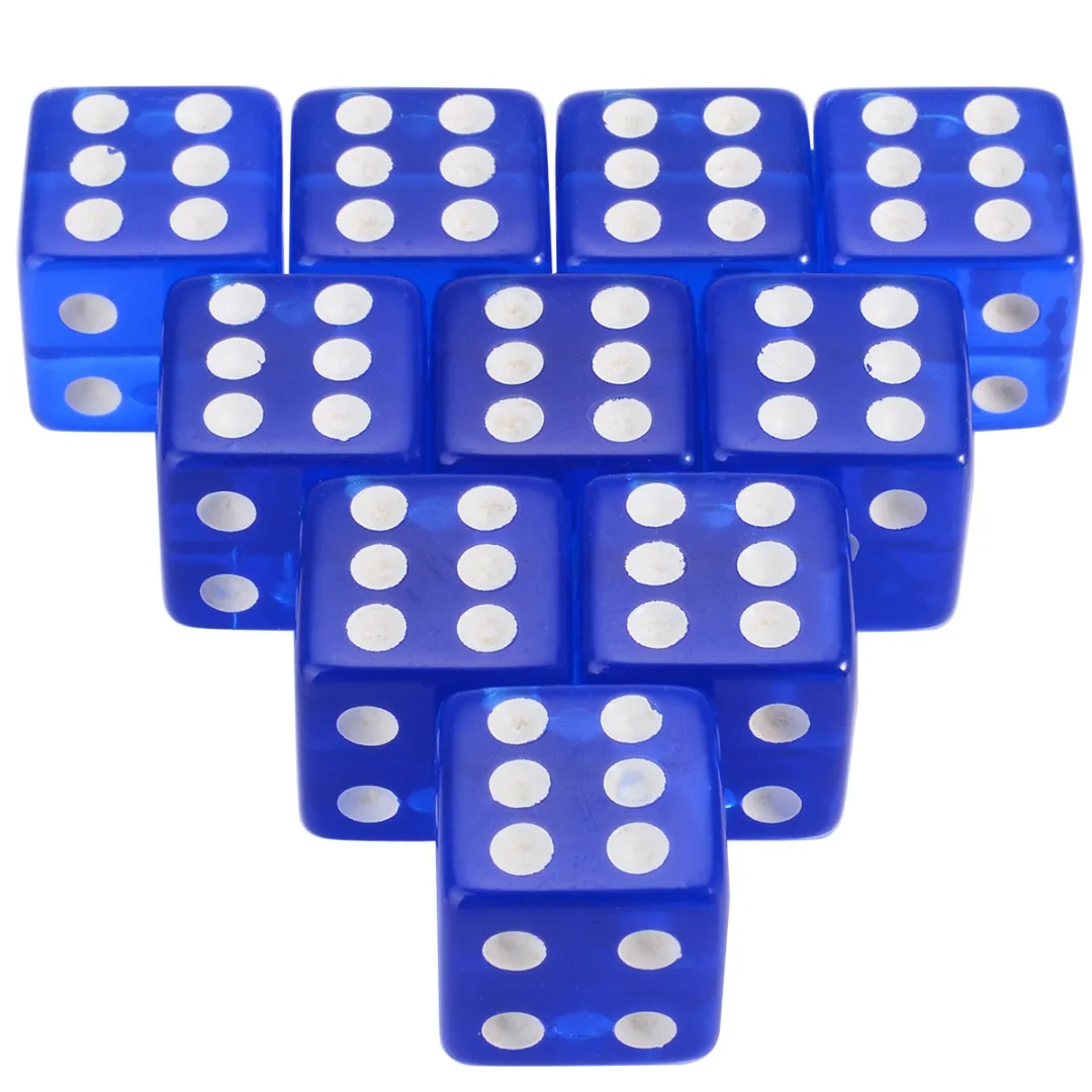 10pcs 16mm 8 Colors Acrylic Transparent Straight Corner Dice Portable Role Playing Game Poker Outdoor Dice Funny Clear Dices