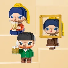 

Artist Cartoon Character Model Building Block Toy DIY Cartoon Girl Van Gogh Assembling Diamond Building Block Decor Toy No Box