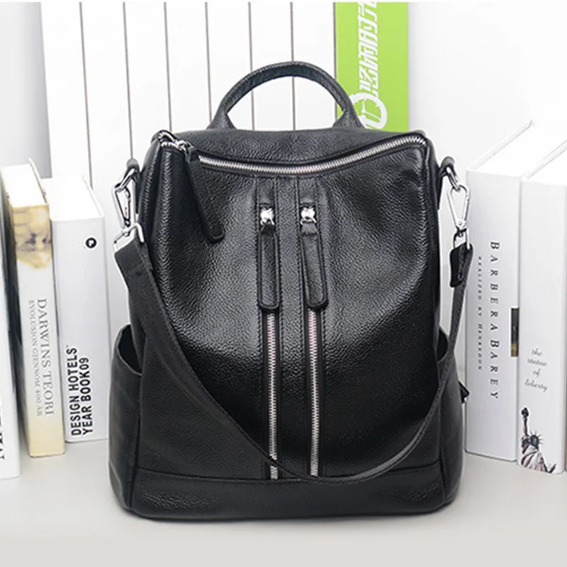 

Genuine Leather Shoulder Autumn And Winter New Style First Layer Leather Backpackage Korean-style Style Popular Brand Embossed L