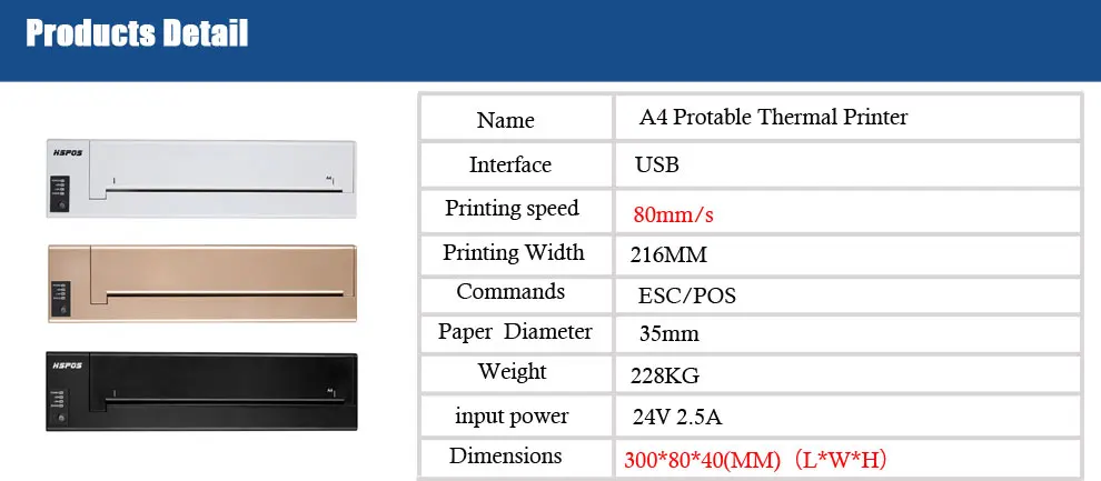 canon printer mini A4 size portable thermal printer With Android App can print documents from Cellphone HS-A4UAI portable instant photo printer