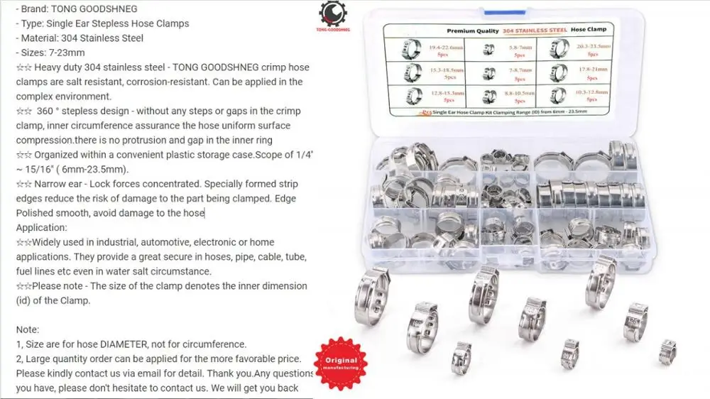 HoseClamp Kit 1 304 зажимы для труб из нержавеющей стали, зажимы для шлангов, зажимы для топливных шлангов, червячный привод, прочный антиокислительный металлический крепеж, ассортимент комплекта - Цвет: HoseClamp Kit 1