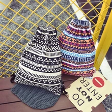 WENYUJH Ретро Для женщин Drawstring Хлопка покупок полосатая сумка модные экологический многоразовый складной Бакалея тканевая сумка для нижнего белья Чехол