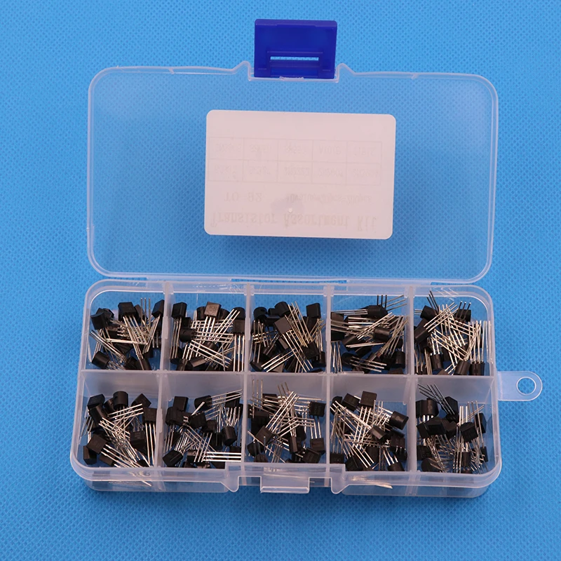 BC337 BC327 2N2222 2N2907 2N3904 2N3906 S8050 S8550 A1015 C1815 Transistor Assortment Kit 200PCS Transistors + Box Pack transistors kit