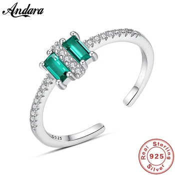 

Pure 100% 925 Sterling Silver Jewelry Ring Fashion Green Gem Clear Cz Women Rings Fine Jewelry New 2019