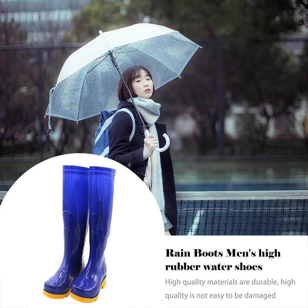 Непромокаемые сапоги; Мужская Резиновая водонепроницаемая обувь с высоким голенищем; водонепроницаемые Нескользящие сапоги; водонепроницаемые сапоги