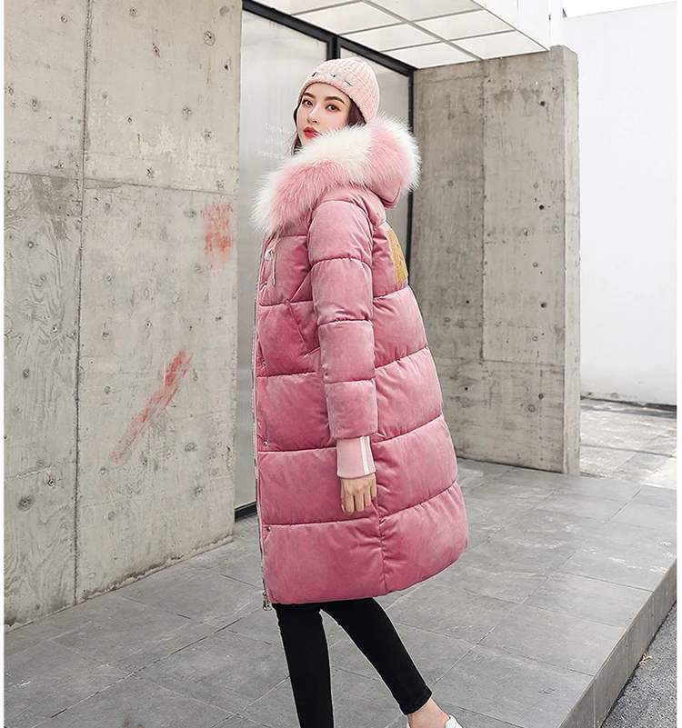 Большая Меховая парка зимняя куртка Женское пальто оверсайз с капюшоном плюс Размер Женская 2019 хлопок теплая одежда длинная одежда