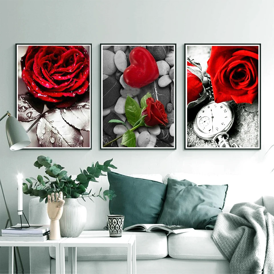 5D DIY Diamond Painting Flower Cross Stitch Kit Rose Diamond Embroidery Rhinestone Picture Handmade Mosaic Gift Decoration Kit