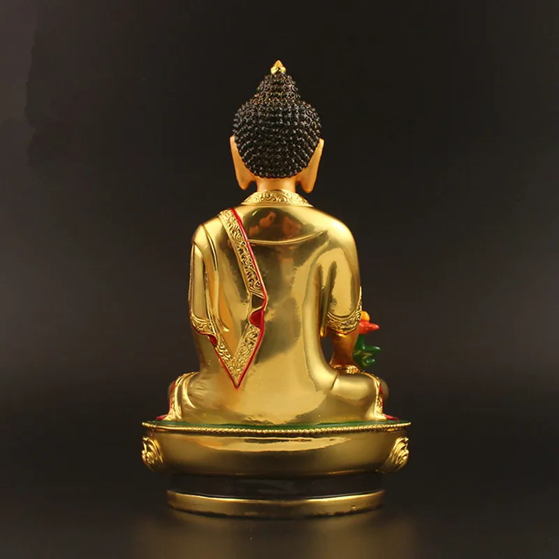 Супер Большой 21 см золотое покрытие цветной Тибетский транский три драгоценных провизора/статуя Будды медитации Статуэтка ставя украшение