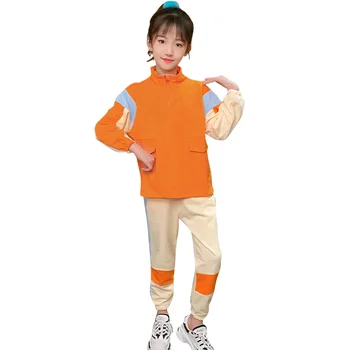 

Girls Sport Clothes Patchwork Children's Clothes For Girls Sweatshirt + Pants Outfit For Girls Casual Style Tracksuit Kids