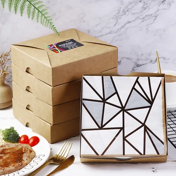 

Gilding Silver Color Printing Tissue Napkin Facial Tissue 33*33cm50 Sheets Three-Layer Geometric cake topper thanksgiving Yes