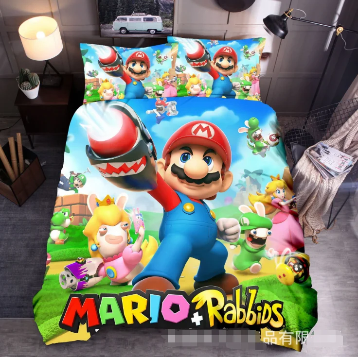 Новые 3d Super Mario Bros. Комплект постельного белья с милым мультяшным персонажем, Комплект постельного белья, полная мультяшная, домашний текстиль