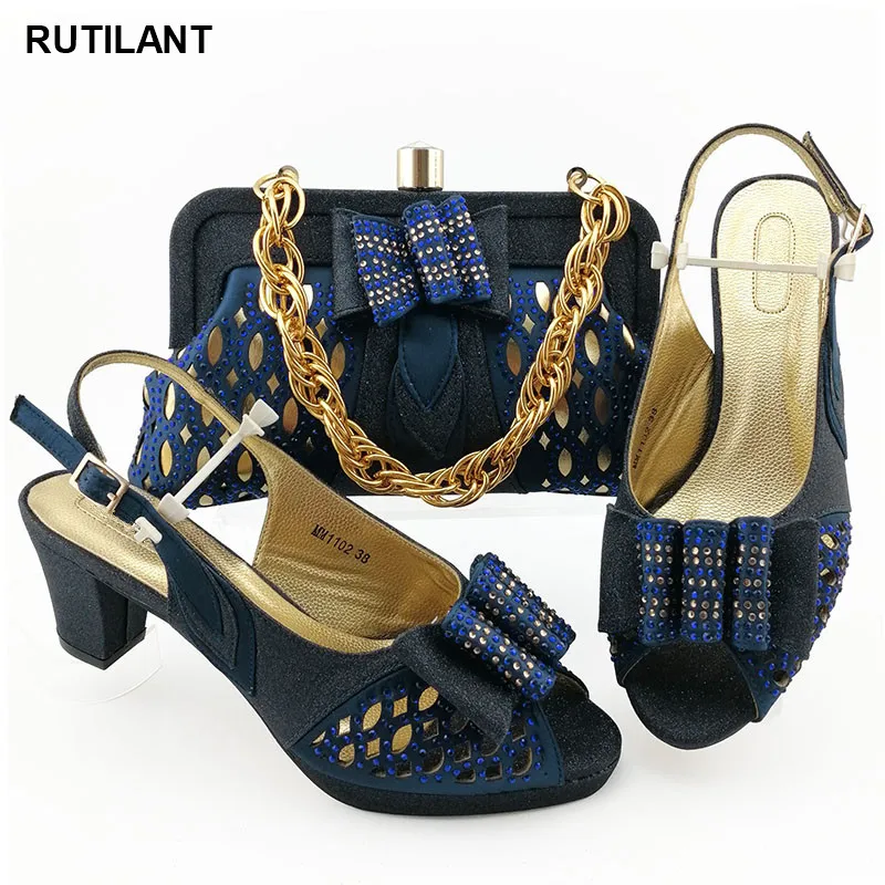 

High Quality Afican Shoes and Bag Set To Match for Wedding Shoe and Matching Bag for Nigeria Party Plus Size Shoes Women Heel