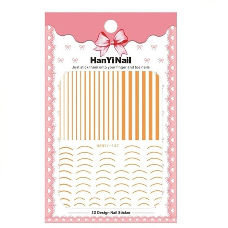 Nusx 4 Designs Gold Silver Metal Nail Sticker Lines Multi size Strip Adhesive Nail Art Transfer 4