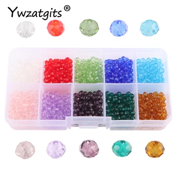 

ywzatgits 4mm Mix 10 Colors Crystal Beads For DIY Jewelry Making Faceted Glass With Hole Beads 1Box YE0725