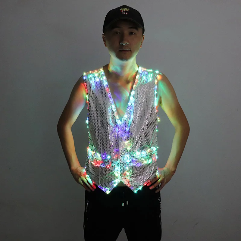thetru Kostüm LED Weste bunt, LED Kostüm Weste mit bunten Leuchtdioden