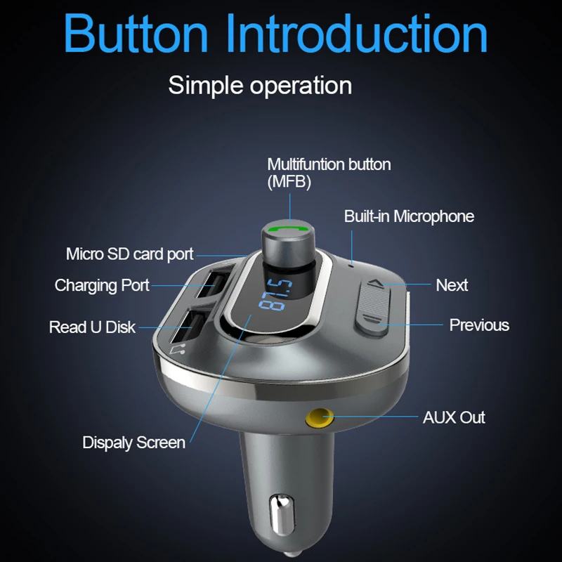 Беспроводной Bluetooth Handsfree автомобильный комплект fm-передатчик MP3-плеер двойной Usb зарядное устройство