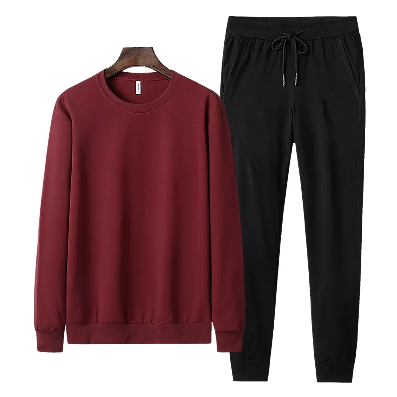 

Set Men Spring And Autumn Long Sleeve Trousers Sports Clothing Men's Thin Solid Color Casual Sports Plus-sized Set Men's