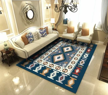 

3d Carpet/200cm*300cm Big Carpets Blue Mediterranean Style/living Room Coffee Table Sofa Bed Bedroom Floor Mat Custom Washable