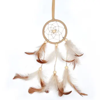 

Dream Catcher Accessories Feather Pendant Decoration Ornament CircularLight BrownOC-2004