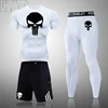 Men Compression MMA set Short T-shirt Tight Sleeve Clothes Men's Pants Fitness  Bodybuild ing Skull Rashguard SportSuit ► Photo 2/6