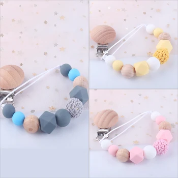 

Pacifier Clip Baby Silicone Teething Beads Paci Holder Soothie Clips Teether Toy Chewbeads Baby Birthday Shower Gift