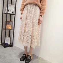 Винтажная шелковая газовая плиссированная Тюлевая черная юбка с перьями, кружевная юбка. Длинная трапециевидная юбка с высокой талией