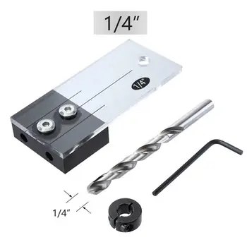 

Dowel Jig Acrylic Hardened Steel Pocket Hole Jig 1/4 Inch Drill Guide Locator F1FC