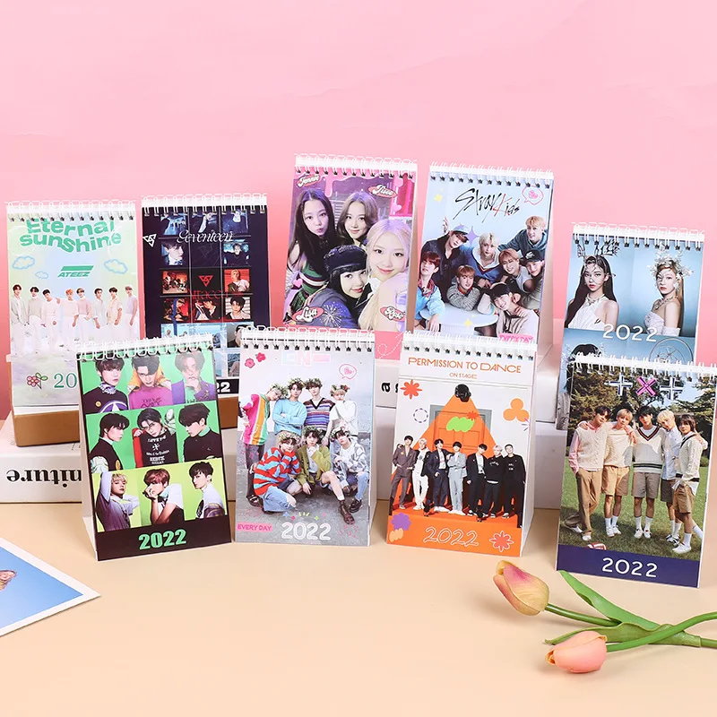 22 New Year Calendar Stray Kids Seventeen Ateez Twice Desk Table Printing Calendar High Quality Straykids Desk Calendar Aliexpress