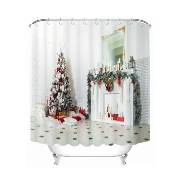 

Christmas Printed Shower Curtain Bath Screen For The Bathroom Waterproof Polyester Fabric Bath Curtains Home Decoration