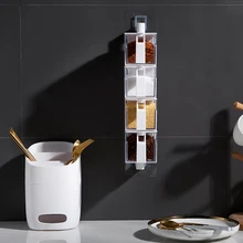 Креативная кухонная настенная вращающаяся коробка для приправ, многослойный ящик для соуса, сахара, перца, шейкер, коробка для приправ, держатель для бутылки