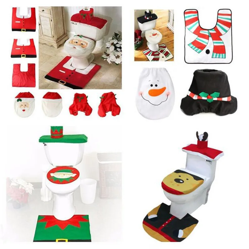 

Christmas Toilet Seat Cover Santa Claus Closestool Warmer Mat Pad Cushion Christmas Decorations for Home Toilet Cover Navidad