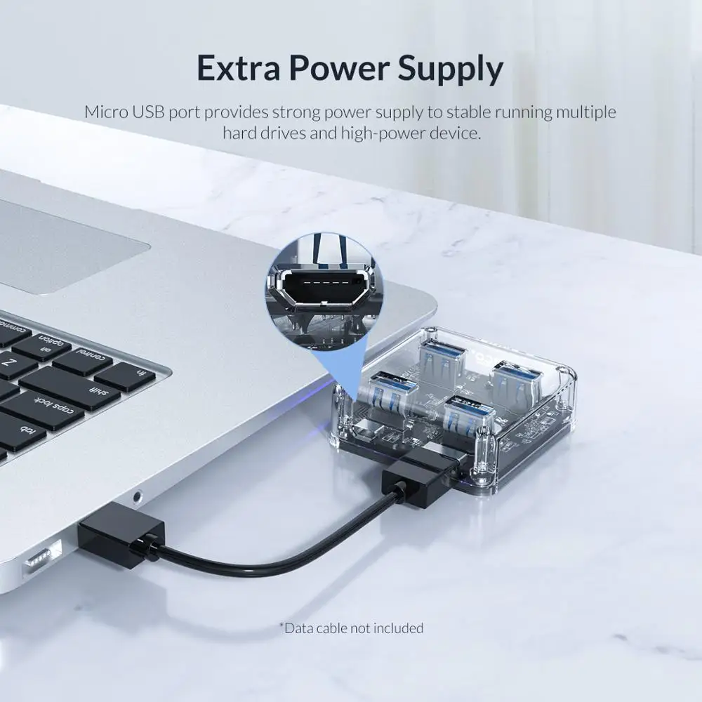 Прозрачный концентратор USB 3 0 ORICO 4 портовый высокоскоростной usb разветвитель с