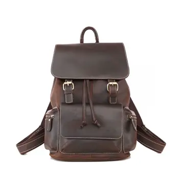 

New Vintage Men Hasp Backpack England Style Fashion Retro Crazy Horse Leather Backpacks Men's Bag Mochila Male Bolsa Sac