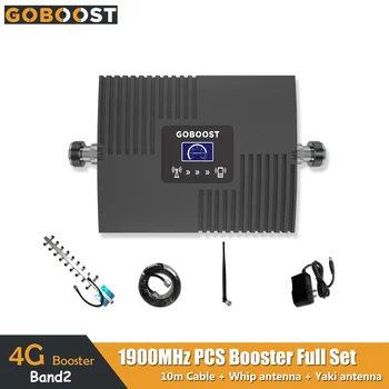 

GOBOOST 4G LCD Display Signal booster PCS 1900MHz Band2 65dB Gain Amplifier Cellular Signal Amplifier Mini Repeater Full set